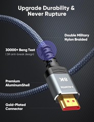 10K 8K HDMI 2.1 Cable 2-Pack 6.6FT, Highwings Certified 48Gbps Ultra High Speed