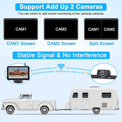 7-Inch Wireless Backup Camera for Truck – 2 Channel, DIY Grid Lines, HD 1080P, N