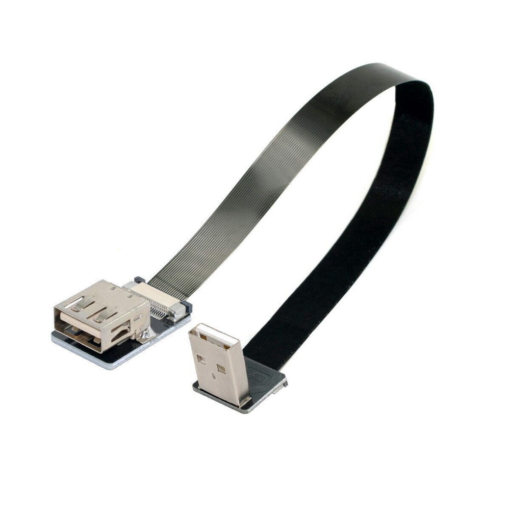 Down Angled USB 2.0 Type-A Male to Female Data Flat Slim FPC Cable for FPV