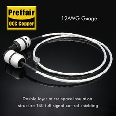 Preffair OCC Copper Silver Plated Audio Amplifier Cable C7 US Plug Power Cable
