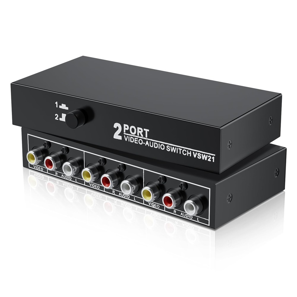 RCA Switch 2 in 1 Out Composite Video L/R Audio Switcher Selector Box 2X1, 2-…