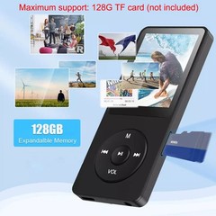 Black MP3 Player Bluetooth 5.0 HiFi Lossless Sound FM Radio Voice Recorder NEW