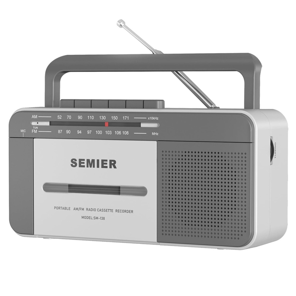 Retro Cassette Player Recorder Boombox with AM/FM Radio Stereo, AC or Battery…