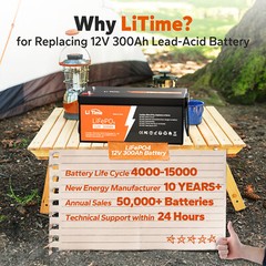 Litime 12V 300Ah LiFePO4 Lithium Battery 3840Wh For RV Marine Solar-refurbished