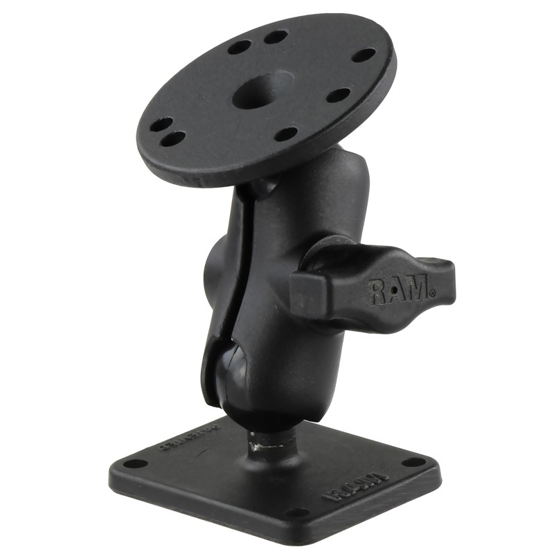 RAM 1″ Ball Short Mount with 2″ x 2.5″ Rectangular Base and 2.5″ Round AMPS Base