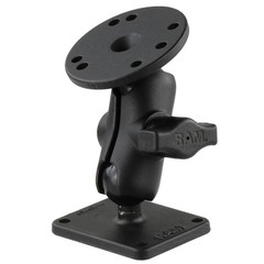 RAM 1″ Ball Short Mount with 2″ x 2.5″ Rectangular Base and 2.5″ Round AMPS Base