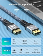 UHD 8K DisplayPort 10FT Cable 8K@60hz, 4K@144hz32.4Gbps, HDR, HBR3 DP to DP Cord
