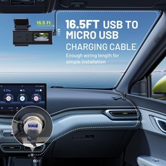 EWAY Dash Cam Mircro USB Power Cord 16.5ft, 2.0 A to Micro-B 16.5 feet