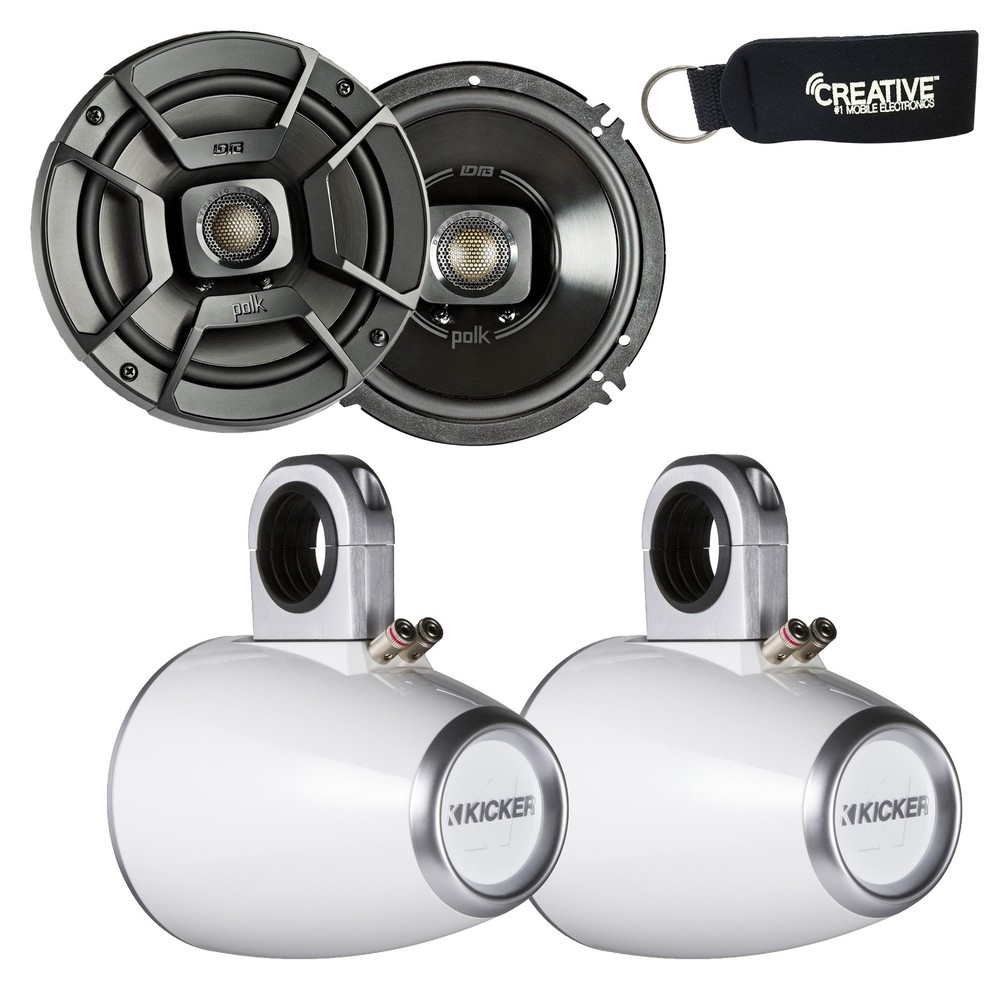 Polk Audio Marine Wake Tower Package with DB652 6.5″ Speakers Wake Towers White