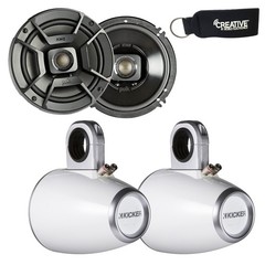 Polk Audio Marine Wake Tower Package with DB652 6.5″ Speakers Wake Towers White