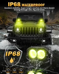 8Pcs AUXBEAM 4″ LED Driving Pods Light Bar Amber Yellow Fog Work Ditch Lights
