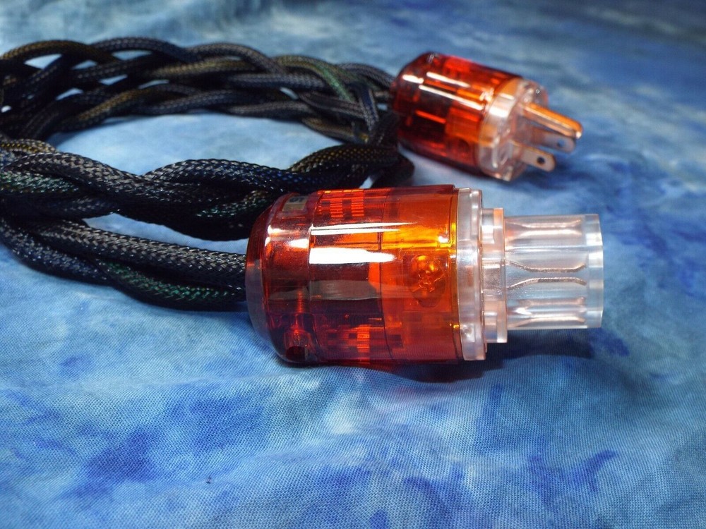 Maze Audio Ref3 Braided 4ft AC Power Cord 12 Gauge Audio Audiophile Black/Orange