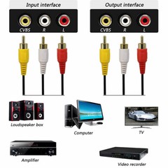 3 RCA to 3 RCA Male To Male Composite Audio Video AV Cable For VCR DVD 1-5PCS