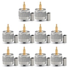 Areyourshop 10Pcs Connector UHF Male PL259 Plug Crimp RG58 RG142 Silver