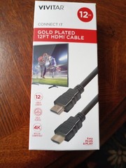 Vivitar 12′ 24K Gold Plated HDMI Cable Able to support 4K, 3D, and other color