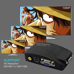 RCA to VGA AdapterComposite AV S-Video to VGA Converterfor HDTV Monitors Lapt…