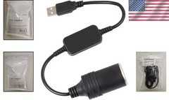 Portable 5V USB A to 12V Cigarette Lighter Socket for Travel and Dash Cameras
