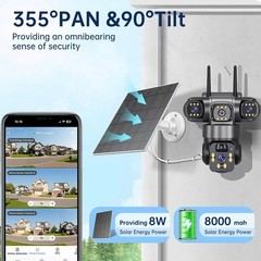 2PCS 16MP HD 4G SIM Solar Battery Powered Outdoor Pan/Tilt Home Security Camera