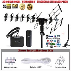 Five Star Outdoor 4K HDTV Antenna 200 Miles 360 Degree UHF/VHF/FM W/ J-Pole