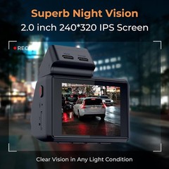 Gekeye 4K+1080P Dual Dash Cam w/ WiFi GPS Night Vision + 64GB SD | New Sealed