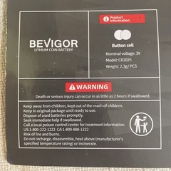 Bevigor Battery CR2025 Lithium 3V Coin Batteries 10 Pack – Mfg. Date 2024-11