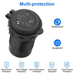 USB + Type C Car Cigarette Lighter Socket Fast Charger Power Adapter Waterproof