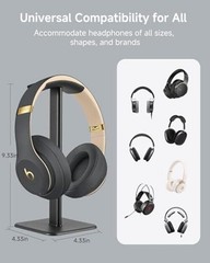 Headset Stand – Headphone Holder for Desk with Aluminum Hanger Compatible Black