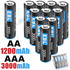 EBL AA Lithium 3000mAh AAA 1200mAh Batteries Non-rechargeable 1.5V + Case Lot