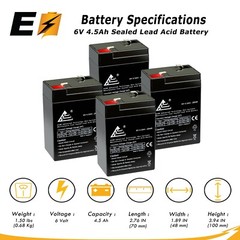 4 Pack 6 VOLT 4.5AH RECHARGEABLE GAME DEER FEEDER BATTERY 6V