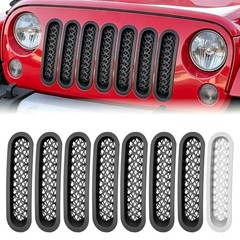 Grill Inserts Black, Front Mesh Grille Cover Compatible with 2007-2018 Jeep JK