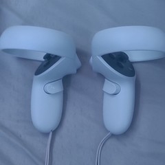 Meta Quest Touch VR Controllers Pair w/ Wrist Straps – White/Black, NO Drift!