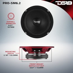 DS18 PRO-SM6.2 6.5″ Slim Motorcycle Audio Midrange Speaker 400W 2 Ohms