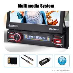 7″ Single 1 DIN Car Stereo Flip Out Touch Screen Radio Carplay MP5 USB +Camera
