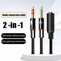 3.5mm Headset Splitter Adapter Female to Dual Male Mic Audio Y Cable for PC