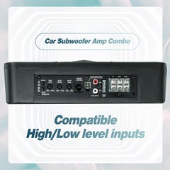 1200W 10″ Slim Under Seat Powered Subwoofer with Built-in Amplifier, RGB LED