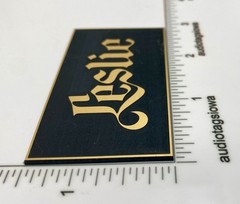 Leslie Custom Decal Black & Gold Incised Acrylic Self Stick