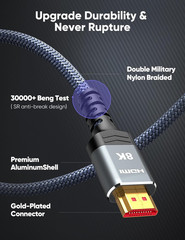 10K 8K HDMI 2.1 Cable 2-Pack 6.6FT, Highwings Certified 48Gbps Ultra High Speed