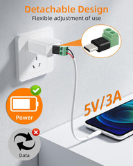 USB C to 2Pin Screw Terminal Adapter 5V Type C Solderless Converter 4 PCS