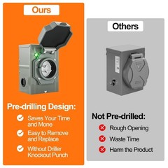 Ueakpic 30 Amp Generator Cord And Pre-Drilled Outlet Kit 25Ft Generator Cable