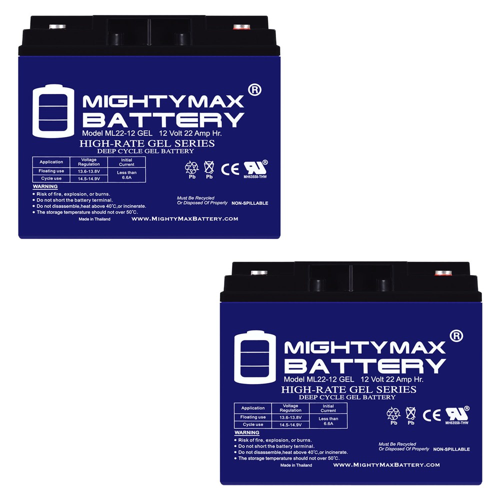 Mighty Max 12V 22AH GEL Replacement Battery for Leoch LPX12-20 – 2 Pack