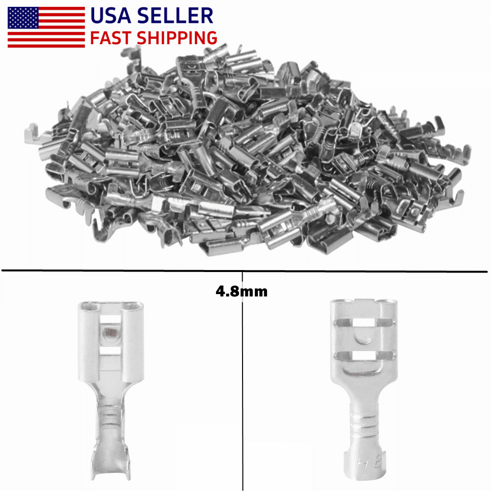 50-1500pcs Non-insulated Brass Crimp Wire Connector 4.8mm Female Spade Terminals