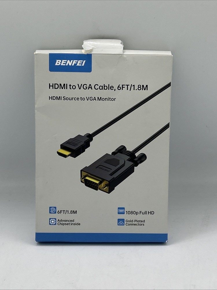 BENFEI HDMI to VGA 6 Feet Cable, Uni-Directional HDMI to VGA Cable Male to Male