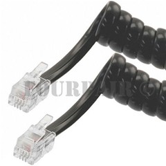 7ft Telephone Handset Receiver Cord Phone Curly Coil Cable 4P4C RJ22 – Black