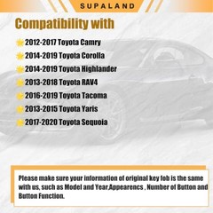 SUPALAND Key Fob Shell Case Replacement Fits for Toyota Camry Corolla RAV4
