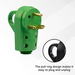 30 Amp Plug, Heavy Duty Replacement Plug Adapter, 125V Elect Color: Green Male