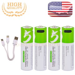 4pcs 750/2600mWh AAA AA Battery W/ Type-C USB Rechargeable Lithium ion Batteries