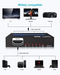 1×4 1in:4out HDMI Distribution Amplifier Amp Splitter Multiplier 3D 1080p 2K 4K