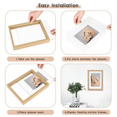 MUYE 11×14 Floating Frame Set of 2,Double Glass Rustic 11×14, Natural