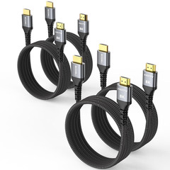 8K HDMI Cable 6FT 4-Pack, High Speed 48Gbps HDMI 2.1 Cord, Support 8K@60Hz