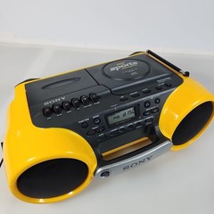 Sony CFD-980 ESP Sports Water Resistant Boombox CD Cassette AM/FM Yellow TESTED